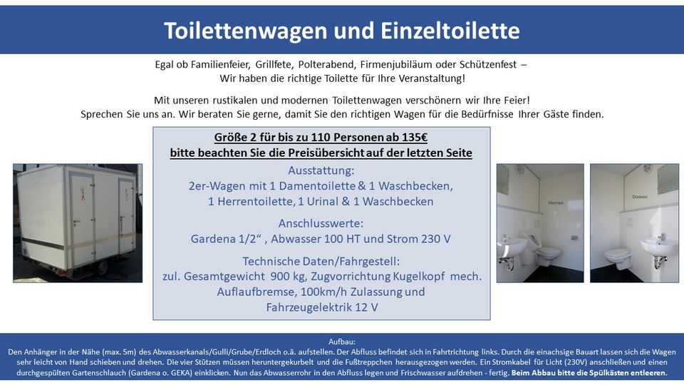 Toilettenwagen, WC Wagen, Klowagen, Miet WC in Preußisch Oldendorf