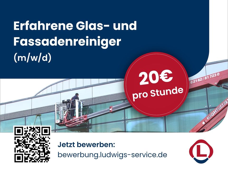 Erfahrene Glasreiniger / Fassadenreiniger (m/w/d) 20,00€/Stunde in Viersen