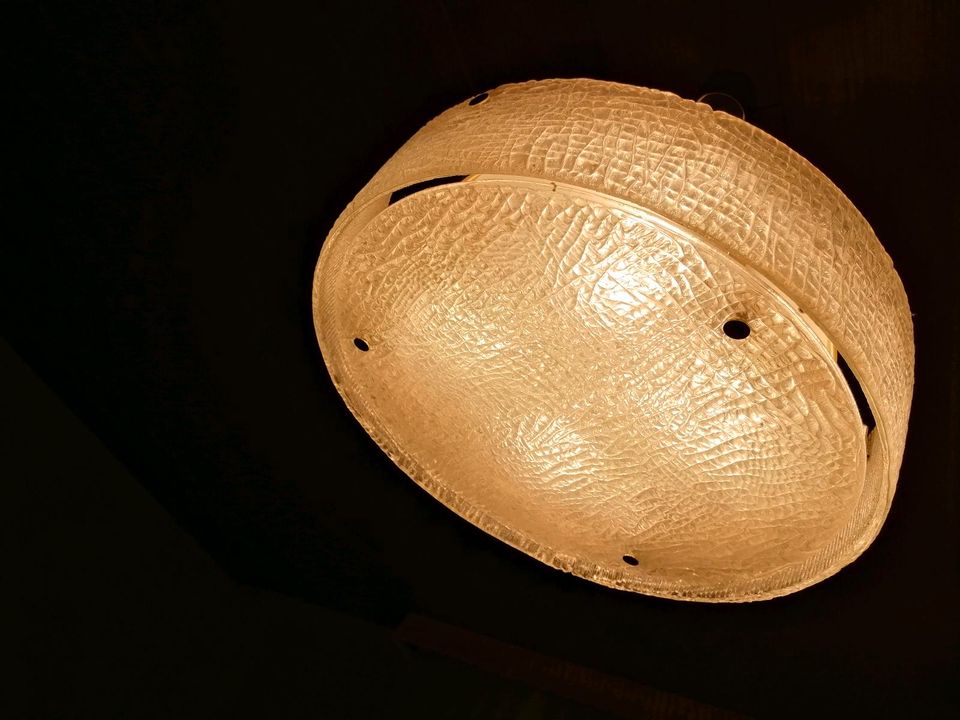 Große Hängeleuchte Kaiser Design Lampe Vintage 70er Eisglas in Rodalben
