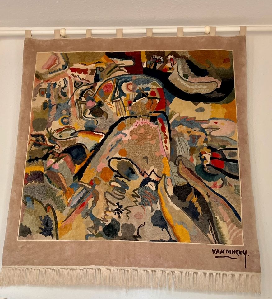 Wandteppich, Kandinsky-Motiv, handgeknüpft, Wolle-Seide in Mörfelden-Walldorf
