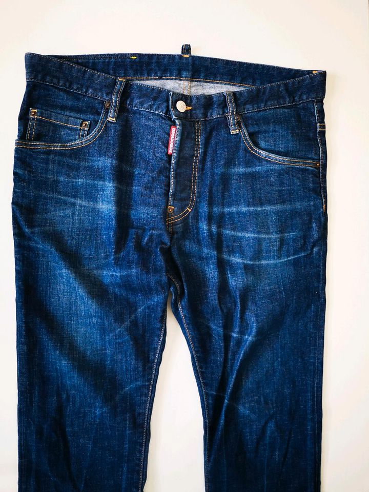 ‼️ORIGINAL DSQUARED2 BLUE DENIM YELLOW LOGO SKATER JEANS GR. 52 in Stuttgart