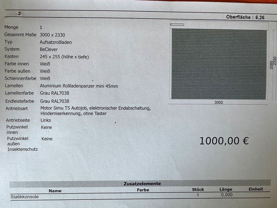 Neue Anwis Alu- Jalousie Rollo Rollade 3m Kasten + Simu T5 Motor in Gütersloh