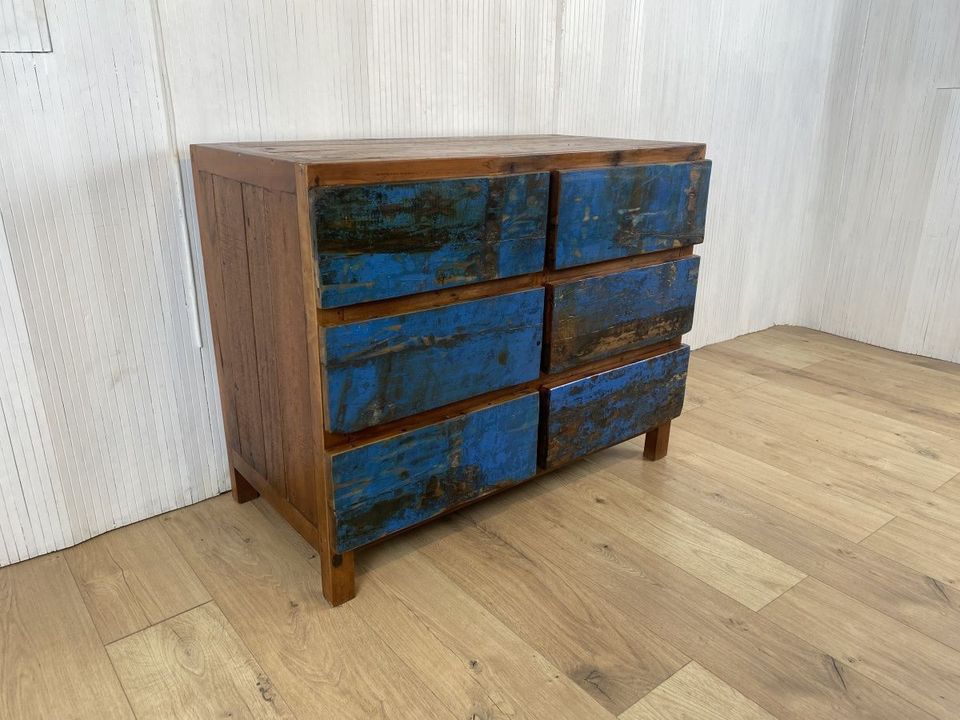 Boatwood by WMK # Wunderschöne Schubladenkommode aus altem Bootsholz, ein handgefertigtes Unikat aus massivem Teakholz # Schrank Kommode Wäschekommode Sideboard Wickelkommode Flurkommode Chest Teak in Berlin