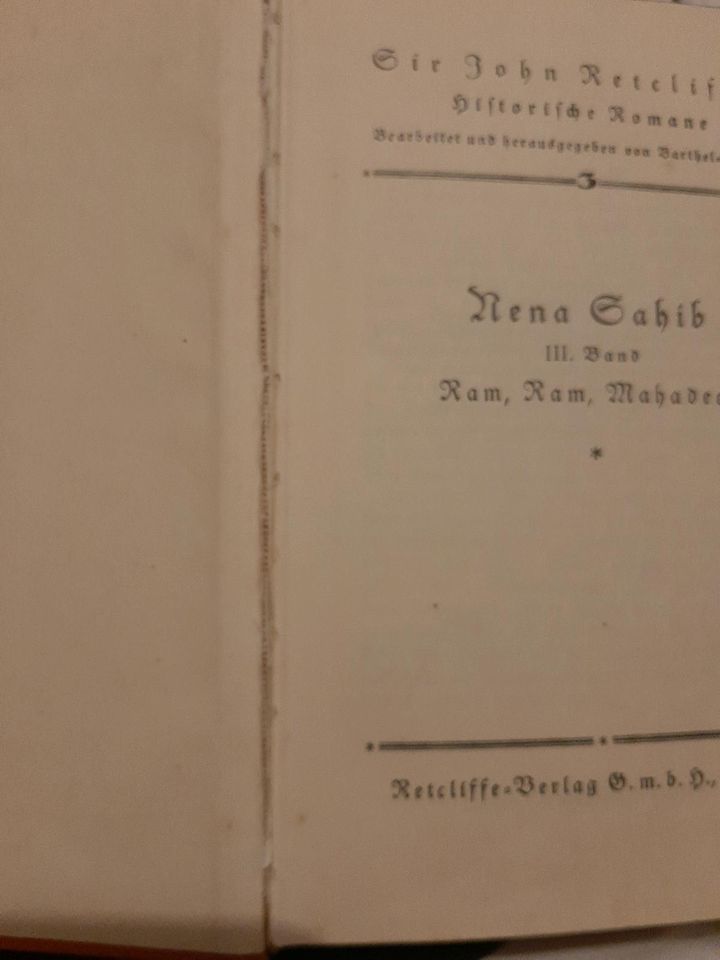 Nena Sahib 3, Sir John Retcliffe Buch von 1926 in Schwetzingen