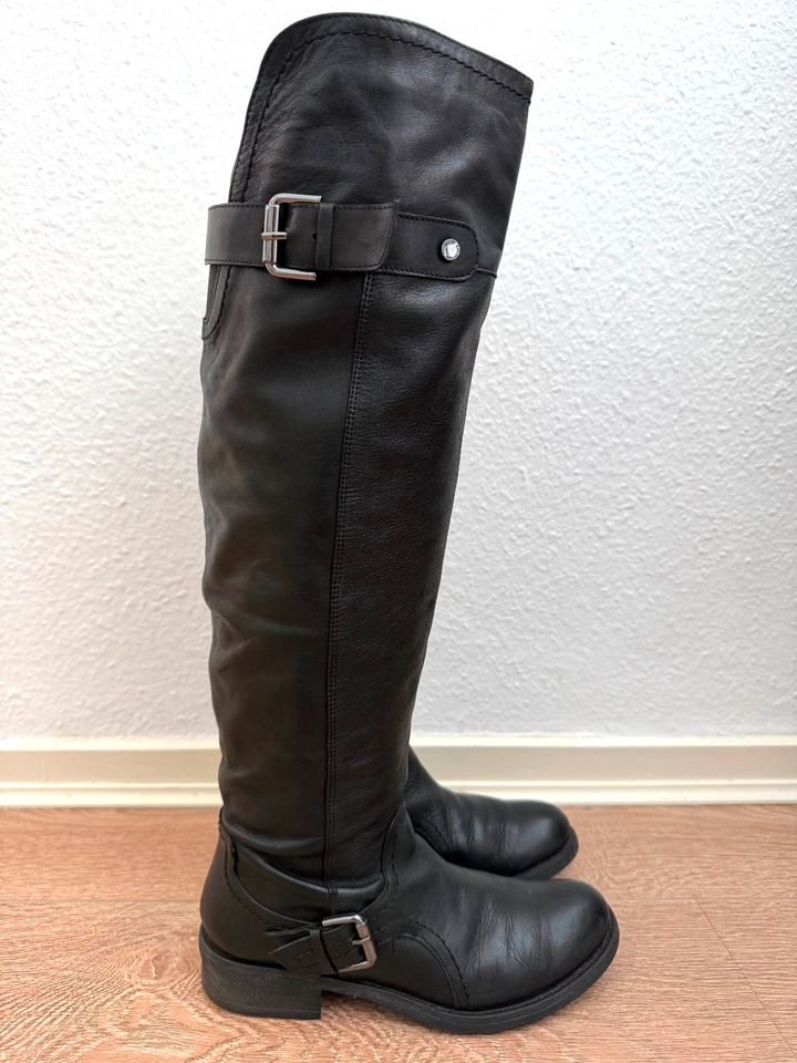 Belmondo Biker Stiefel Schwarz Leder 38 Kniehoch Boots Black in Hamburg