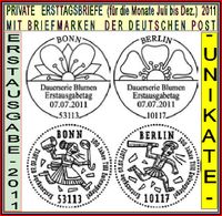 PRIVATE  ERSTTAGSBRIEFE 2011 (Juli bis Dez.)  MIT BRIEFMARKEN  DE Saarland - Schwalbach Vorschau