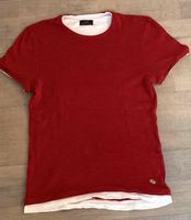 Herren T-Shirt Pulli M Rot Weiss Zara kurzarm Rundhals Two in One Hessen - Seligenstadt Vorschau