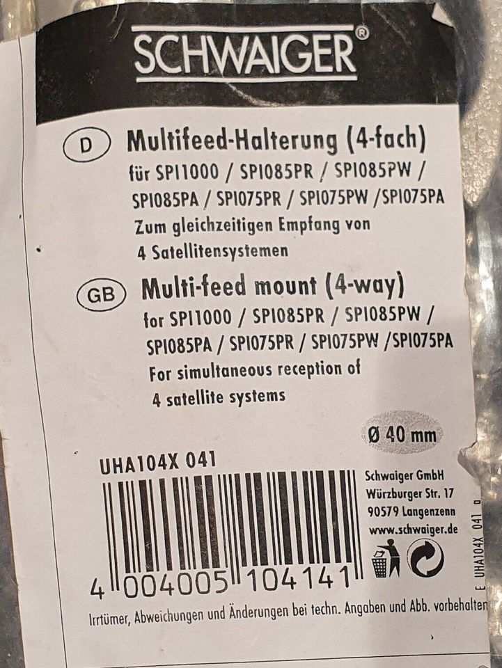 Schwaiger 3-fach Multifeedhalterung UHA104X - BW in Papenburg