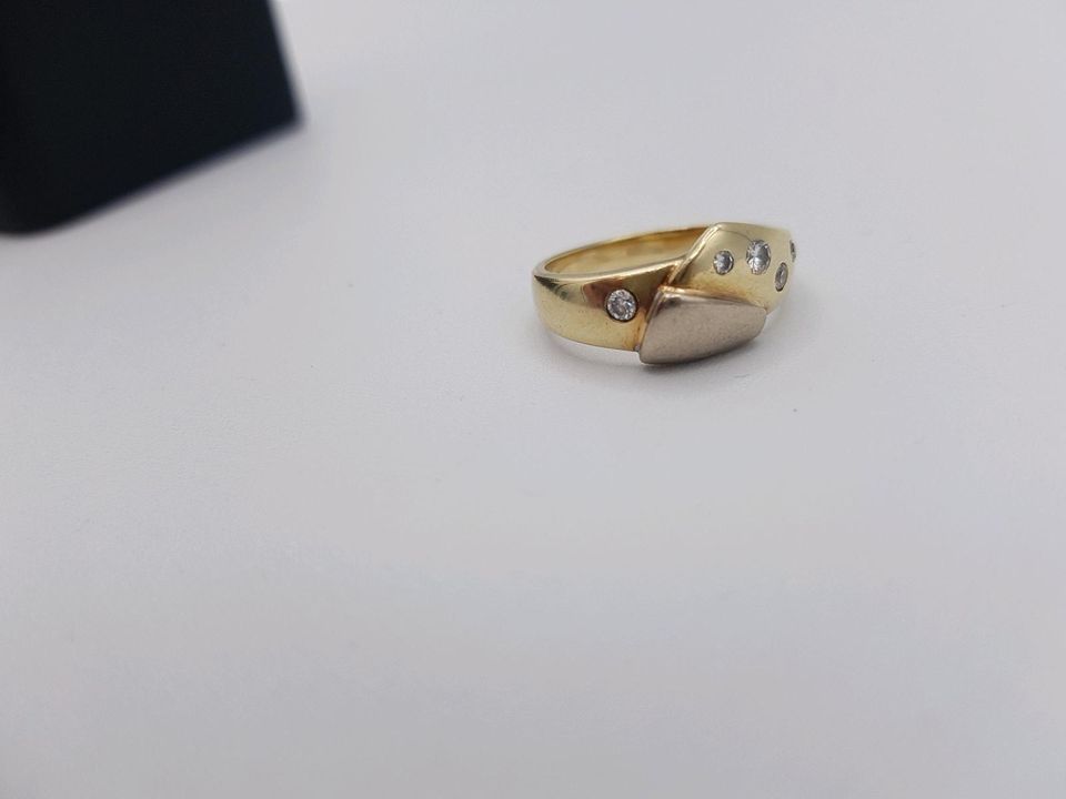 Gold Ring mit 5 Diamanten in 585er/14 Karat Bicolor Gold in Dinslaken