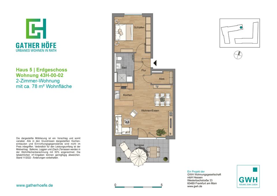 47125/111 Moderne 2-Zimmer-Neubau-Wohnung mit Terrasse in Düsseldorf-Rath in Düsseldorf