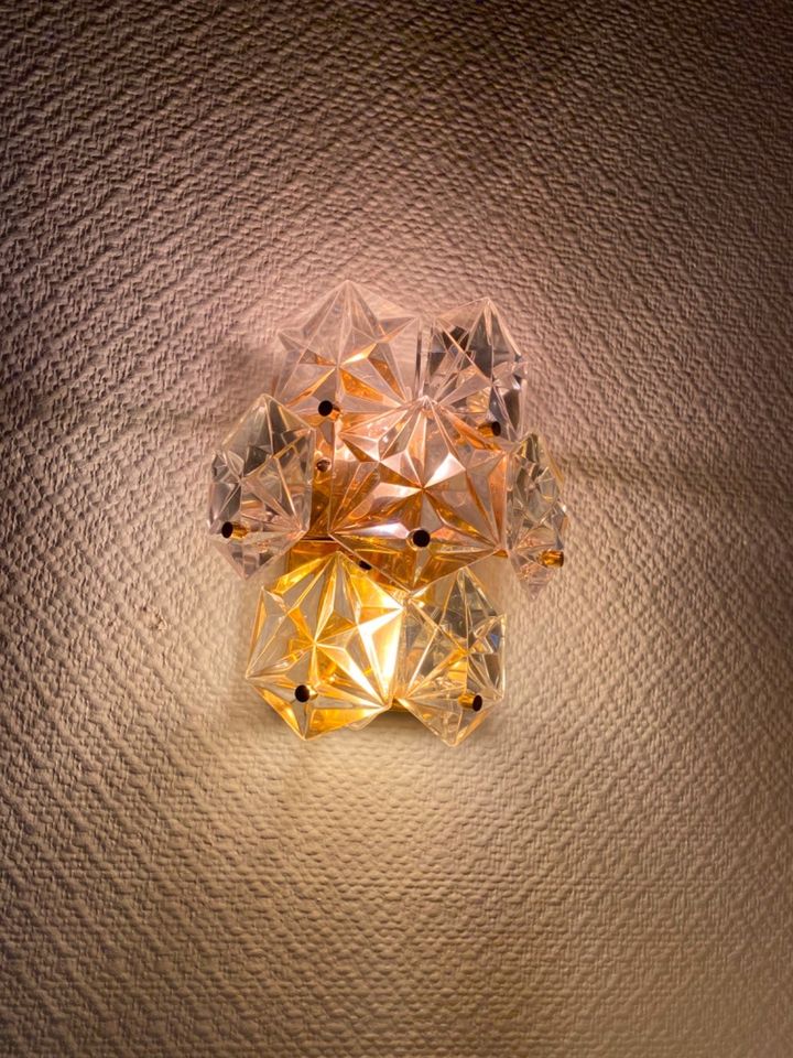 2 Wandlampen Eisglas „Kinkeldey“ messing / gold in Düsseldorf
