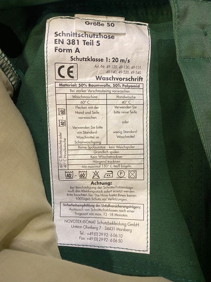 NEU Schnittschutzhose Klasse 1 Gr. 50 L in Schwanau