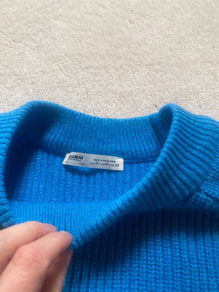 Pull & Bear Pullover Sweater Gr.M royalblau  Vintage Rippstrick in Wertingen