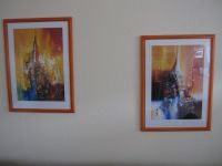 2 abstrakte Bilder mit orangefarbenen Rahmen, 75 x 55 cm Dresden - Klotzsche Vorschau