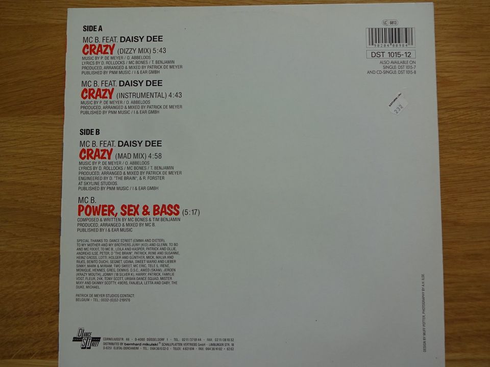 MC B. Featuring | Daisy Dee - Crazy  | Electronic / House  Vinyl in Bielefeld