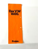 Original Preisliste VW 1600 Typ 3 Oldtimer Niedersachsen - Einbeck Vorschau