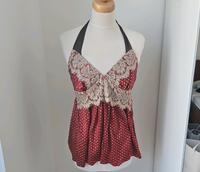100% Seide Baby doll Oberteil Top mit Spitze rot Punkte M 38 München - Au-Haidhausen Vorschau