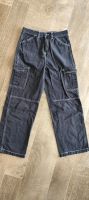 H&M Jeans 38 M Cargo schwarz weites Bein High waist Hose Thüringen - Korbußen Vorschau