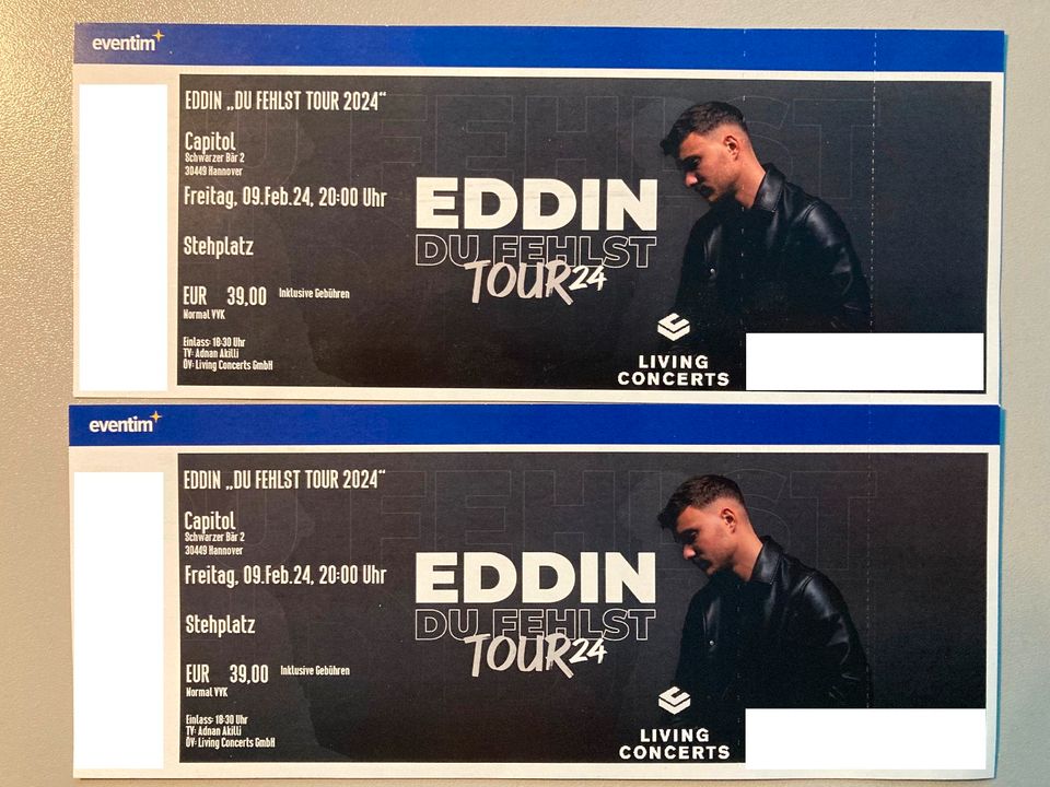 2 Stck. EDDIN Tickets"Du fehlst Tour 2024" 10.Sept.24 Hannover in Braunschweig
