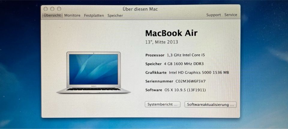Mac Book Air M2013 4GB RAM 128GB HD 13“ Zoll in Wismar