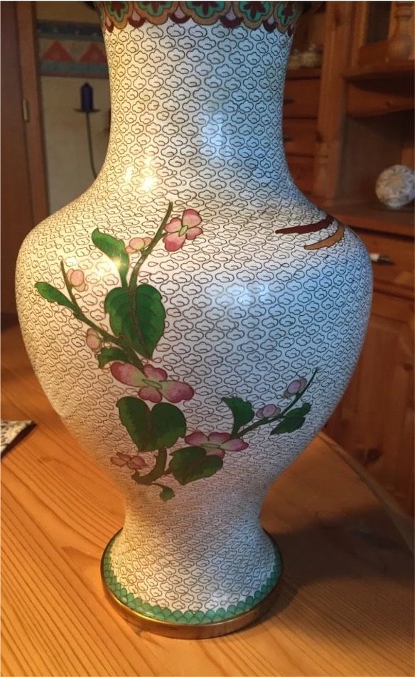 Antike Cloisonné Vase  Messing Emailliert in Schafstedt