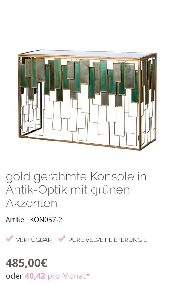 Kommode Sideboard Pure Velvet Top Zustand Gold Grün Metall in Hamburg