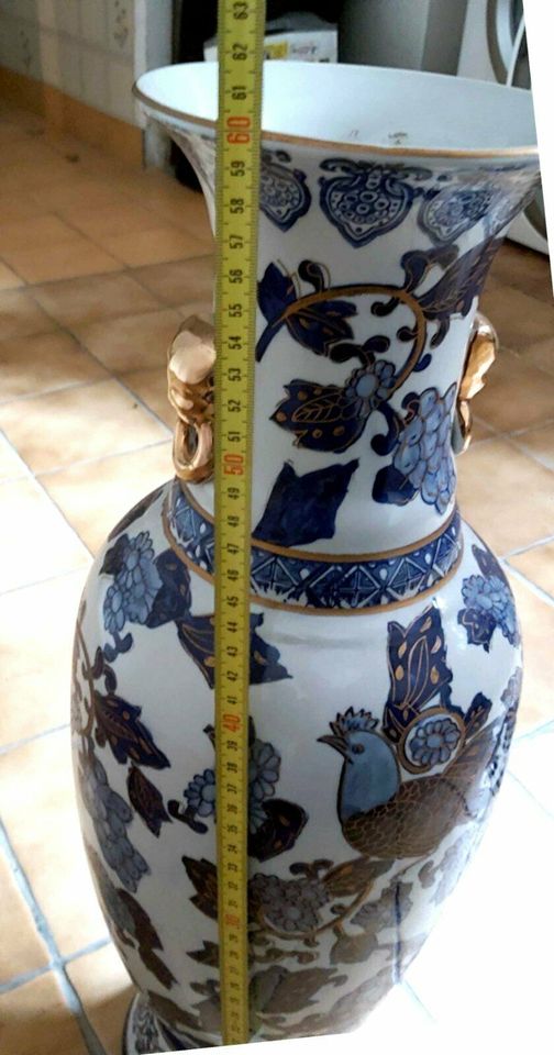 Bodenvase blau/weiß Gold verziert, Keramik H=ca.60cm,gut erhalten in Dortmund