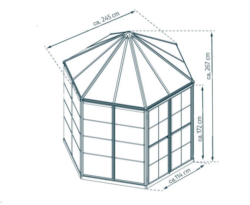 Gewächshaus Grau Aluminiumrahmen mit Polycarbonatplatten in Köln