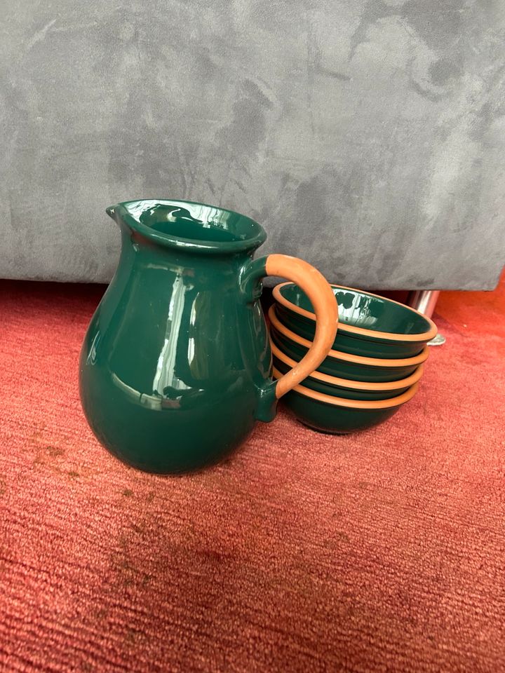 Müsli -Set neu Keramik grün Kanne Schüsseln in Erlenbach