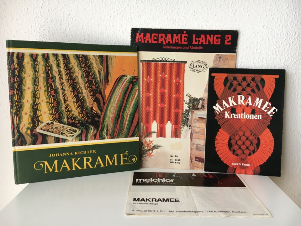 Macrame/Makramee Set Knüpfen Handarbeit Basteln Vintage 70er Boho in Langweid am Lech