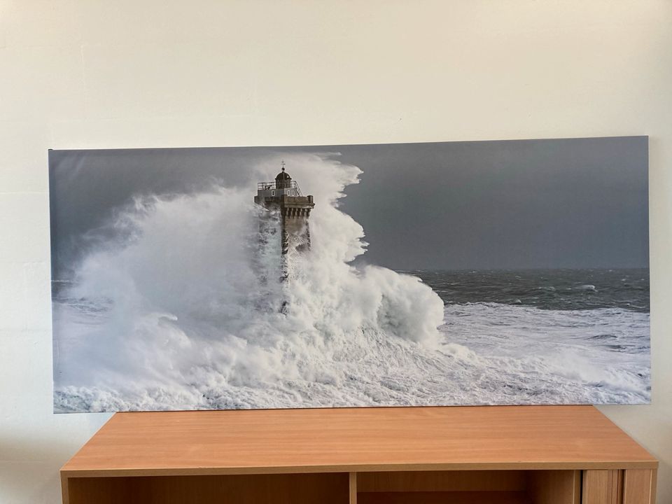 #A Ikea Wandbild 200 x 89 cm gerahmt Leuchtturm Meer Kunstdruck in Burgstädt