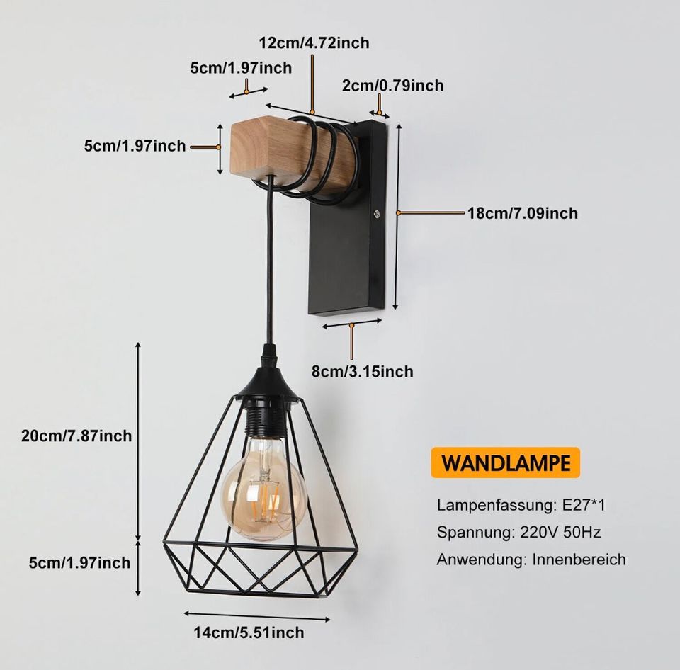 Retro Wandlampe Deckenleuchte Strahler Leuchte Wohnzimmer E27 in Bebra