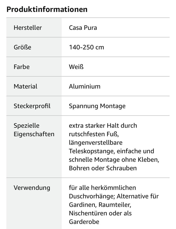 Duschvorhang samt verstellbarer Stange in Waiblingen