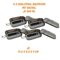 4 x Edelstahl Brotdose Aufbewahrungsdose Lunchbox 600 ml Metall Hamburg-Mitte - Hamburg Billstedt   Vorschau