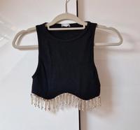 Zara Festivaltop, Sommertop, Schwarz-Silber Glitzer, S/36 Sachsen-Anhalt - Kalbe (Milde) Vorschau