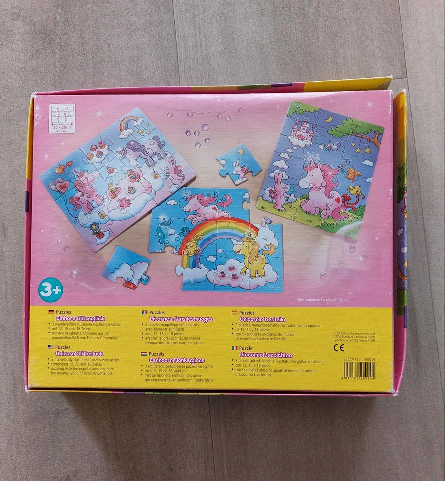 Haba 3 Puzzle Einhorn Glitzer 18 +15 + 12 Teile in Stendal