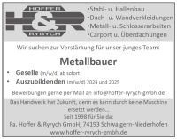 Ausbildung als Metallbauer (m/w/d), Suche Azubi Baden-Württemberg - Schwaigern Vorschau