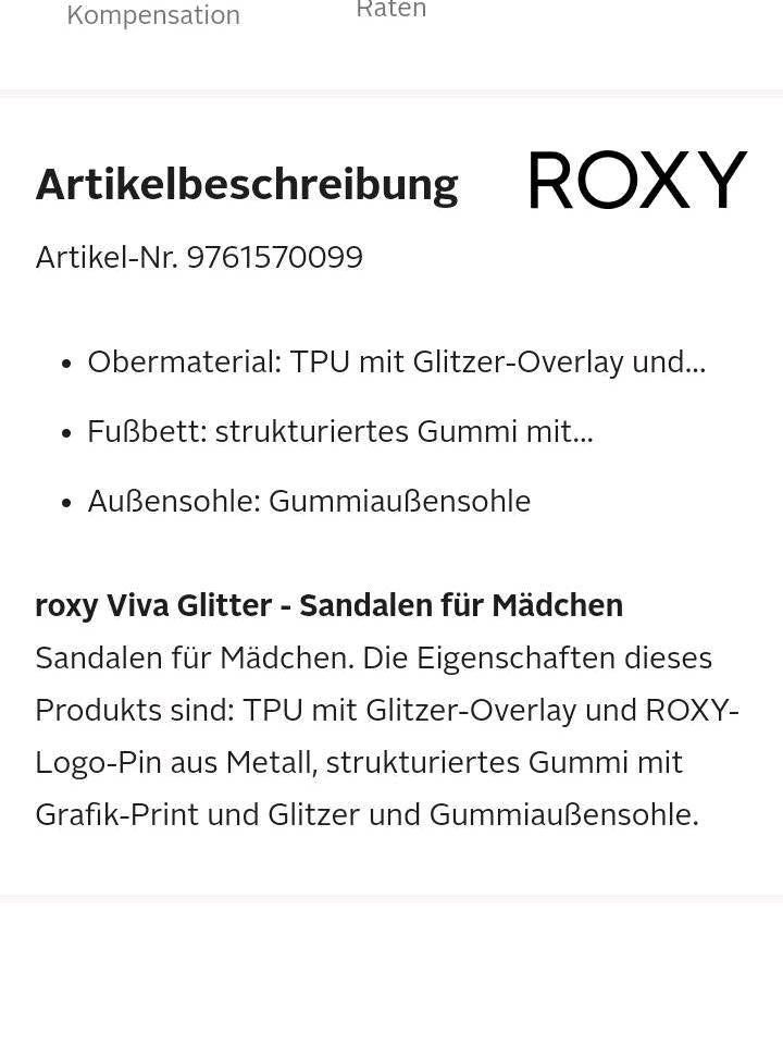 Flip Flops Mädchen Glitzer Sandale Gr 35 von ROXY in Schlanstedt