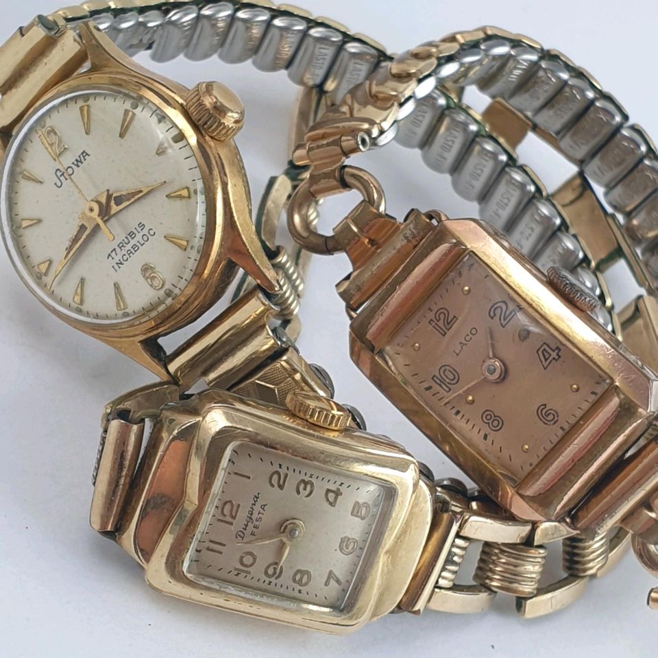 3 Vintage Damenuhren STOWA - LACO - DUGENA ( vergoldet ) in Recklinghausen