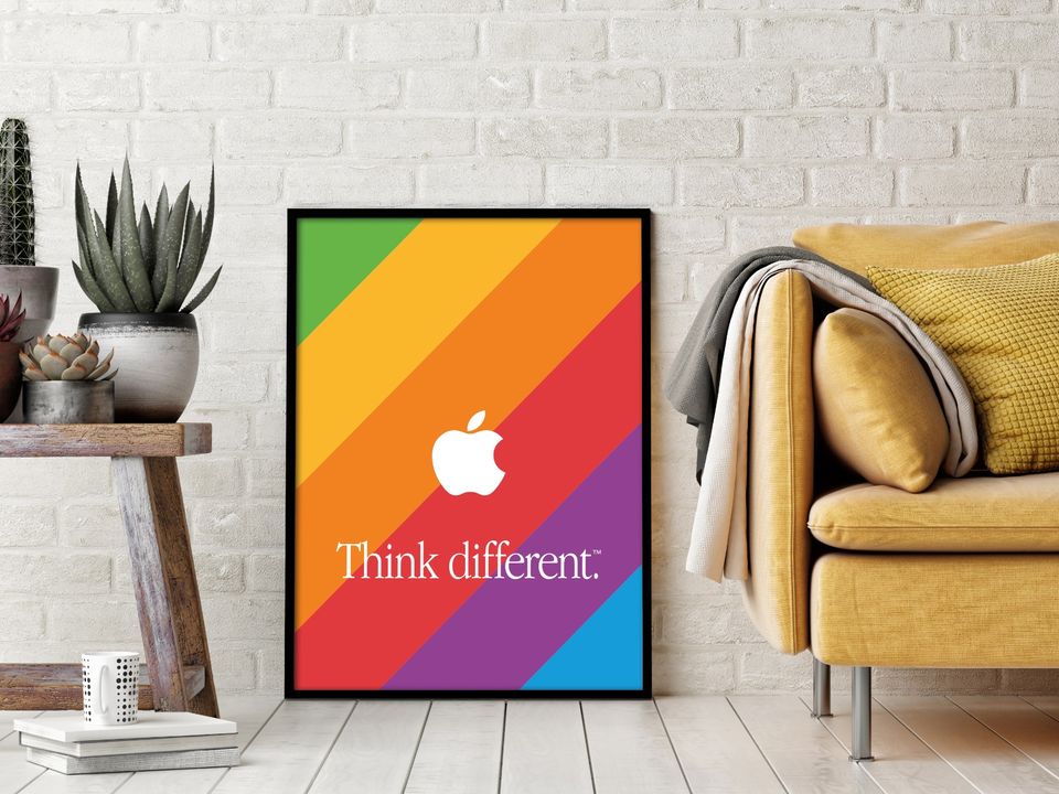 Apple Computers "Think different." LGBTQ Pride Poster Rainbow DIN in Bonn