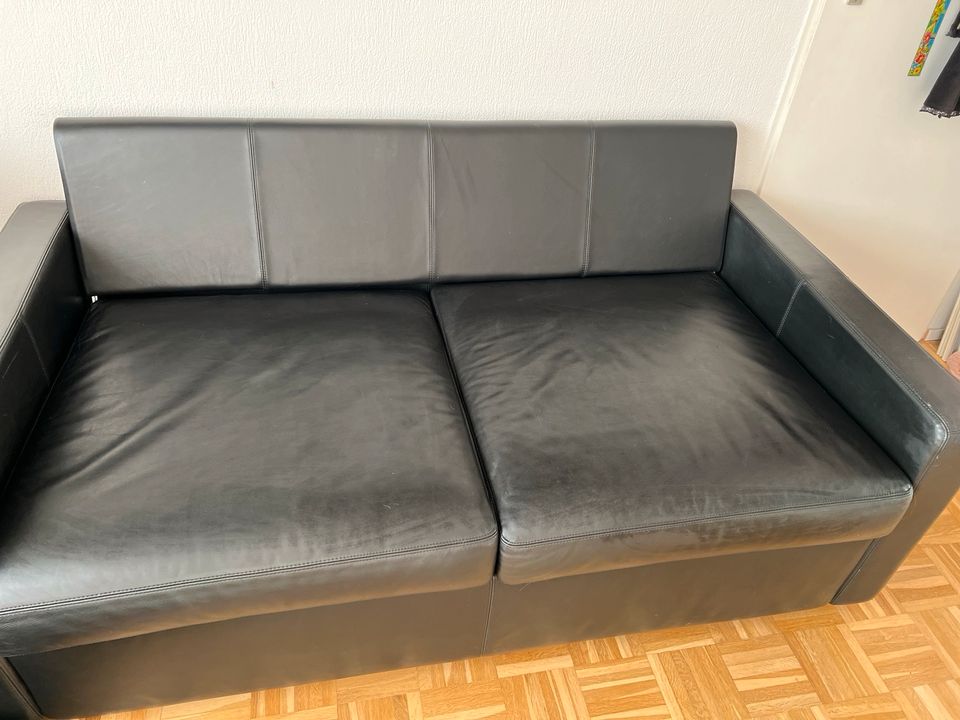 Leder Schlafcouch 2 Sitzer Ledercouch COR schwarz Cube in Berlin