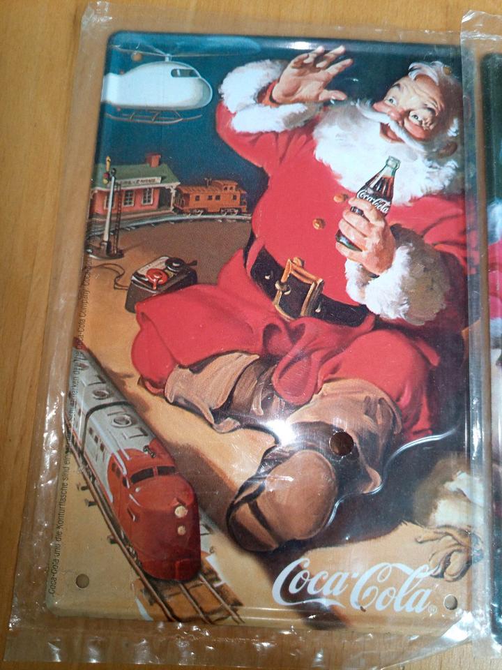Coca Cola Blechschild Weihnachten Weihnachtsmann  Blech klein in Herrenberg