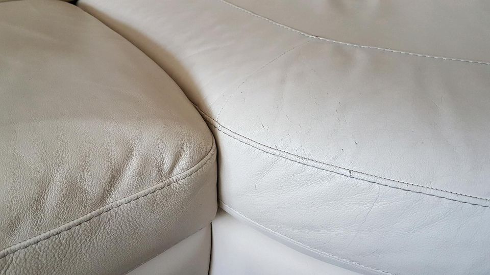 Couch Sofa Echtleder Leder Ecksofa Eckcouch Ikea beige, weiß in Weilerswist