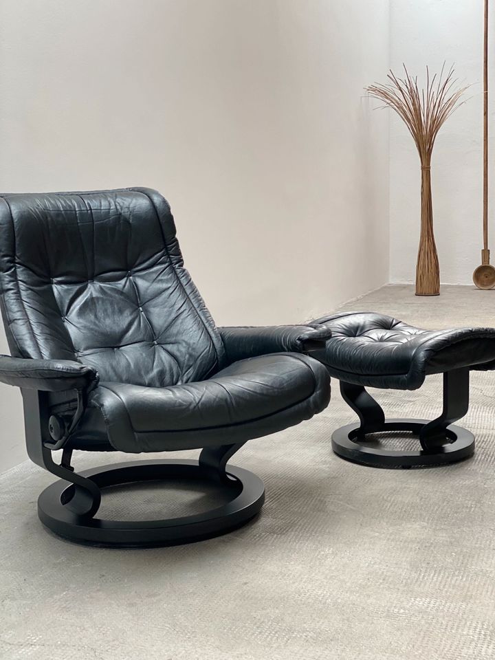 Stressless Ekornes Schwarz Relax Liege Drehsessel Sessel Leder in Reutlingen