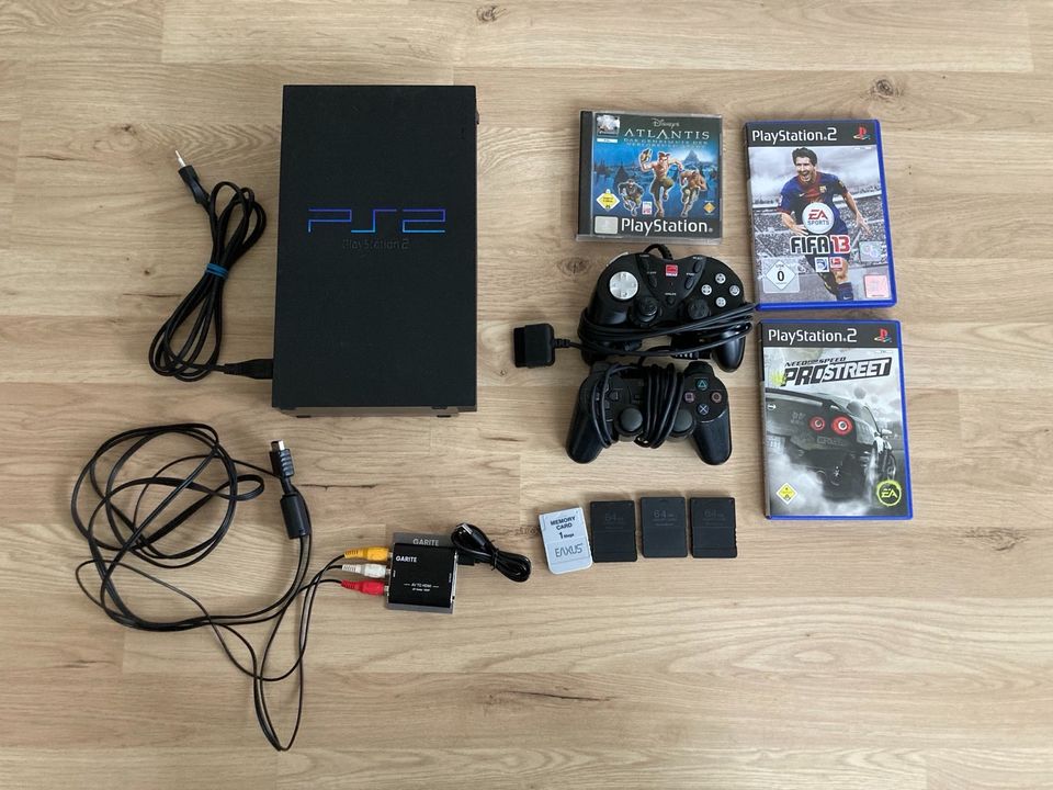 PlayStation2 PS2 incl. 3 Spiele, 4 Speicherkarten u. Converter in Taucha