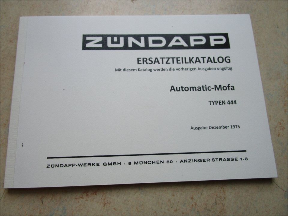 Zündapp,Ersatzteilkatalog,Automatik,Mofa,444, in Ettenheim