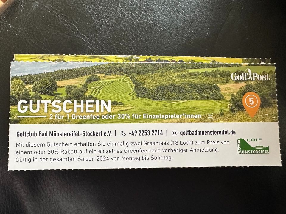 Greenfee-Gutschein 2für1, Golfclub Bad Münstereifel 2024 GolfPost in Bergheim