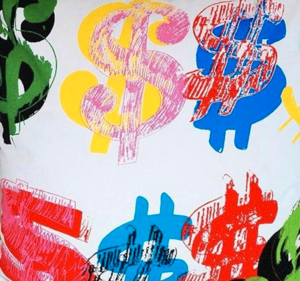 2 Kissen Pop Art Andy Warhol Dollar Print mit Fühlung in Berlin