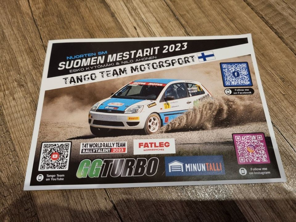 Autogrammkarte TANGO TEAM MOTORSPORT Rallye 2023 Ford Finnland in Chemnitz