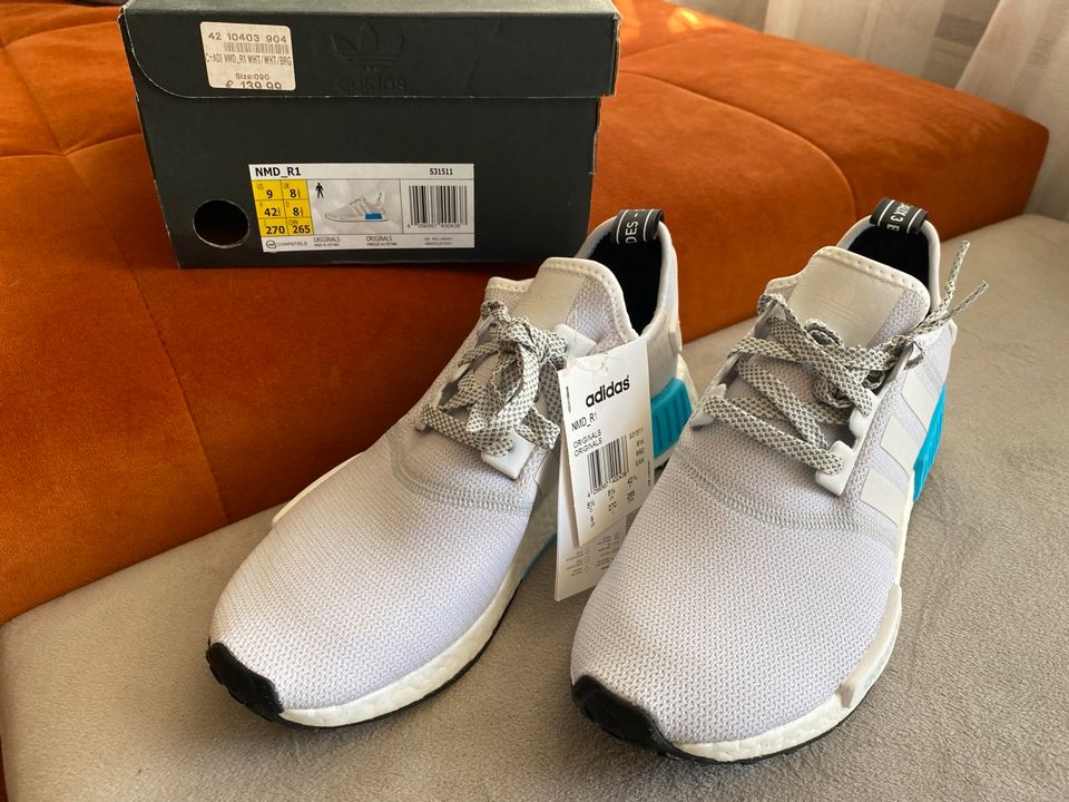 Adidas NMD R1 exklusiven Farbe Bright Cyan Gr. 42 2/3 Schuhe in Weinstadt